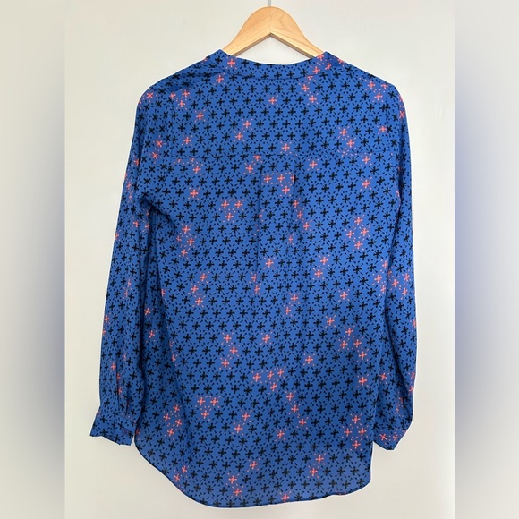 NWOT Maeve by Anthropologie Eva Blue Faux Wrap Blouse/Top Size 0 - Picture 6 of 6